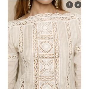 Vintage Cynthia Rowley Lace Cotton Top Ivory White SIze Small EUC